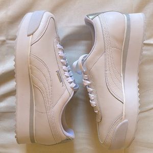White Genuine Leather Puma Platform Sneakers